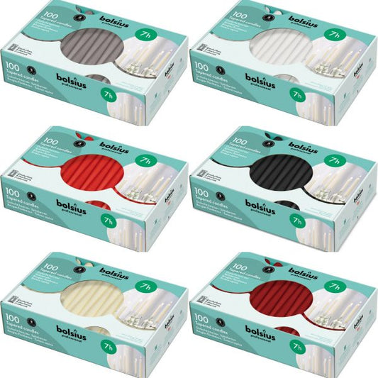 100 Stück Bolsius Professional Spitzkerzen 240x23mm Tafelkerzen Leuchterkerzen (100er Pack)