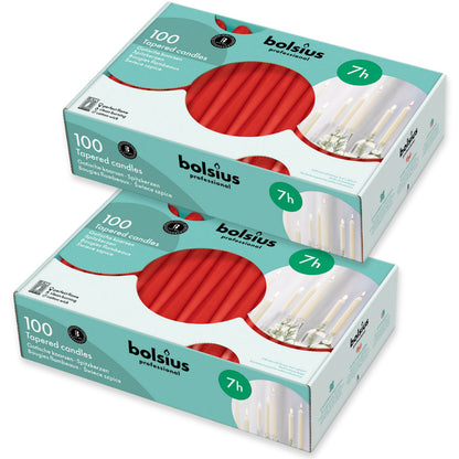 200 Stück Bolsius Professional Spitzkerzen 240x23mm Tafelkerzen - ROT (2x100er)
