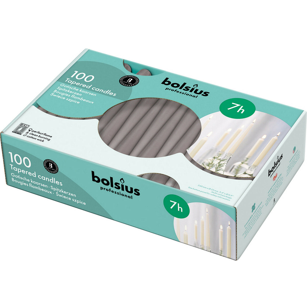 100 Stück Bolsius Professional Spitzkerzen 240x23mm Tafelkerzen Leuchterkerzen (100er Pack)