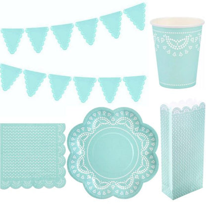 112-tlg. Party-Set: Teller, Becher, Servietten, Tüten, Girlande für 20 Gäste - Punkte