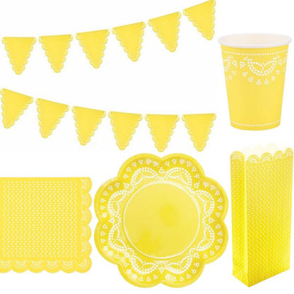 112-tlg. Party-Set: Teller, Becher, Servietten, Tüten, Girlande für 20 Gäste - Punkte