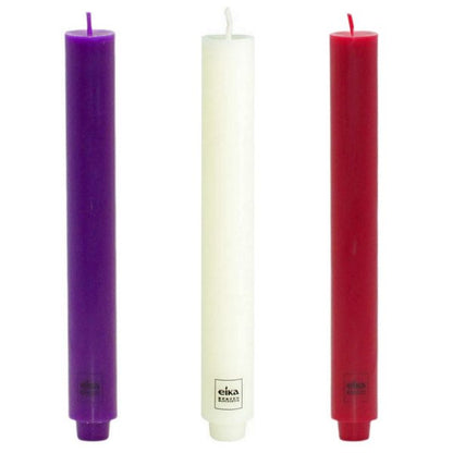12 Stück Eika Stabkerzen 250x30mm Tafelkerzen Leuchtkerzen durchgefärbt mit Zapfenfuß (12er Pack)