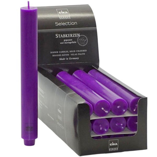 12 Stück Eika Stabkerzen 250x30mm Tafelkerzen Leuchtkerzen durchgefärbt mit Zapfenfuß (12er Pack)
