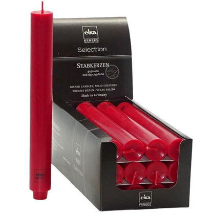 12 Stück Eika Stabkerzen 250x30mm Tafelkerzen Leuchtkerzen durchgefärbt mit Zapfenfuß (12er Pack)