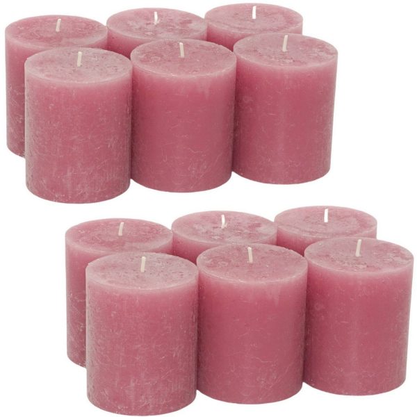 12 Stück Rustik Stumpenkerzen 80x68mm B-Ware - Altrosa/Old Pink