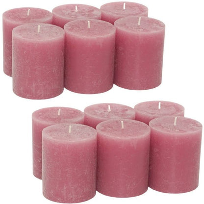 12 Stück Rustik Stumpenkerzen 80x68mm B-Ware - Altrosa/Old Pink