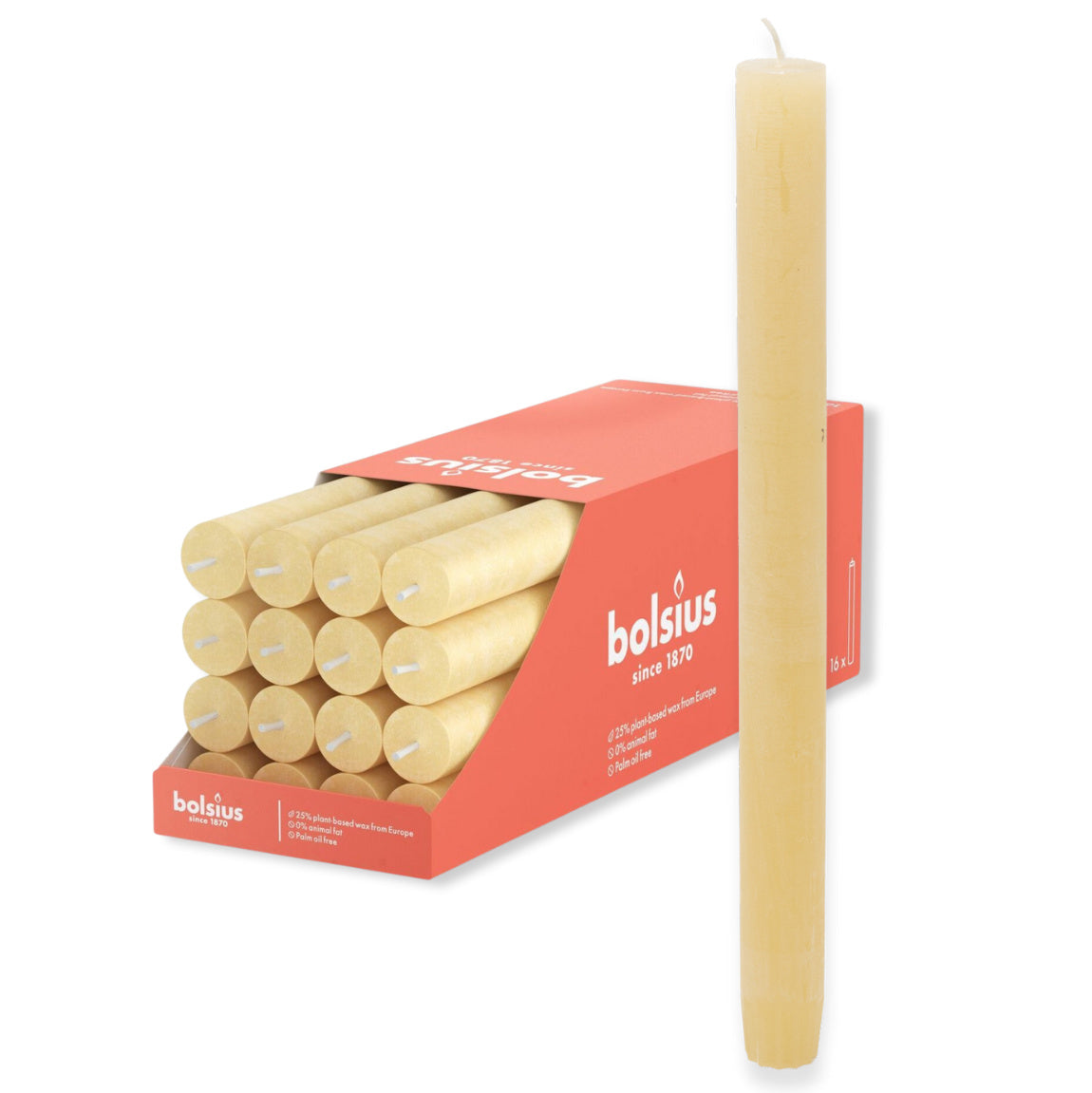 24 Stück Rustik Stabkerzen 270x23mm durchgefärbt Dinnerkerzen
