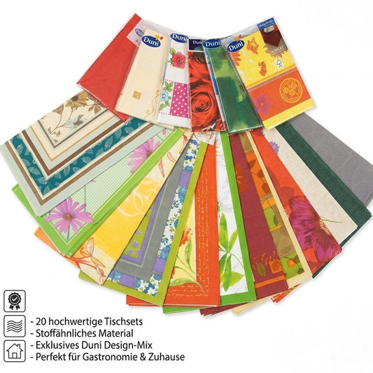 20 Stück Premium Mitteldecken 84x84cm Tischdecken stoffähnlich Überraschungspaket - Mix sortiert