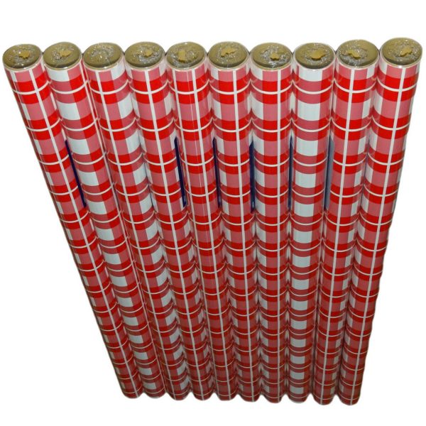 20m Geschenkpapier 10 Rollen je 200x70cm - Vichy Karo Rot-Weiß