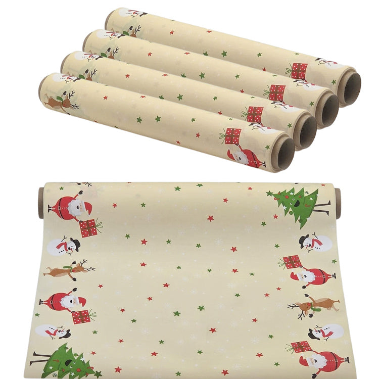 38 Meter Dunicel Tischläufer 40cm breit Tischband Weihnachten (8 Rollen) - Jolly Friends Creme