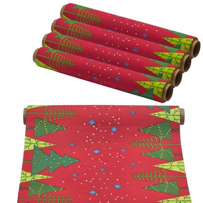 38 Meter Dunicel Tischläufer 40cm breit Tischband Weihnachten (8 Rollen) - Jolly Wood - Rot