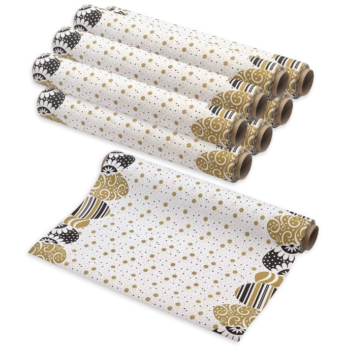 38 Meter Dunicel Tischläufer 40cm breit Tischband (8 Rollen) - Easter Ornaments Gold-Schwarz