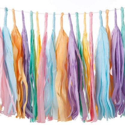 3m Girlande 24 Tasseln Quasten Papierstreifen Fransen Banner Mix bunt