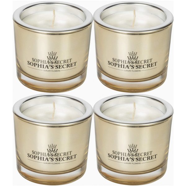 4 Stück Sophia's Secret Kerzen im Glas 90x80mm Luxury Kerzengläser je 660g ohne Duft