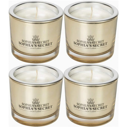 4 Stück Sophia's Secret Kerzen im Glas 90x80mm Luxury Kerzengläser je 660g ohne Duft
