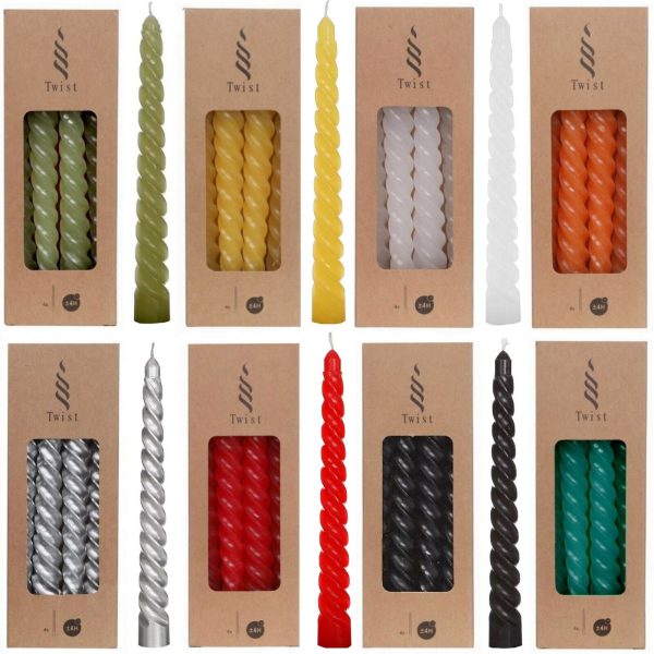 40 Stück Twist Spiralkerzen 19cm Spitzkerzen Renaissancekerzen gedreht (10 Pack x 4er)