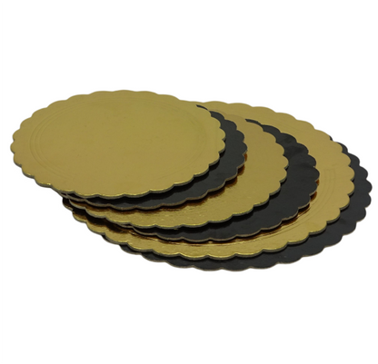 5-tlg. Tortenunterlagen Cake Board Ø 22-30cm Tortenplatten 3mm dick - Gold-Schwarz