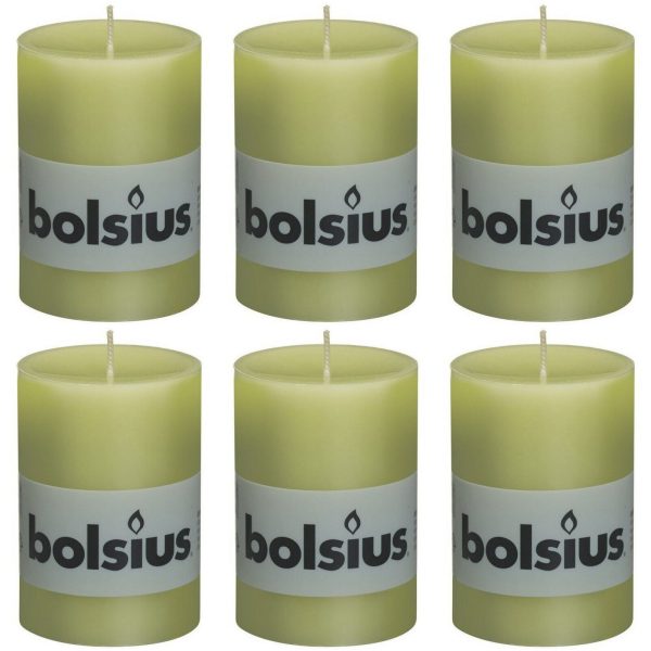 6 Stück Bolsius Elegance Stumpenkerzen 100x68mm Blockkerzen durchgefärbt handgemacht