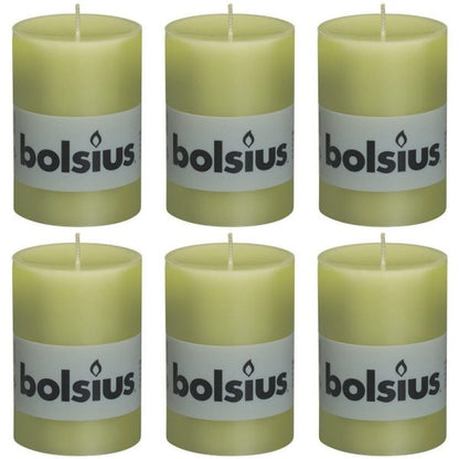 6 Stück Bolsius Elegance Stumpenkerzen 100x68mm Blockkerzen durchgefärbt handgemacht