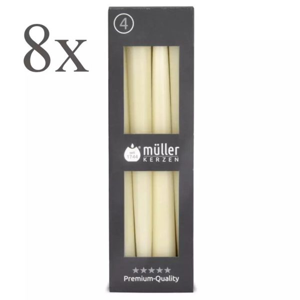 32 Stück Müller Spitzkerzen 245x22mm Tafelkerzen Leuchterkerzen (8 Pack x 4er)