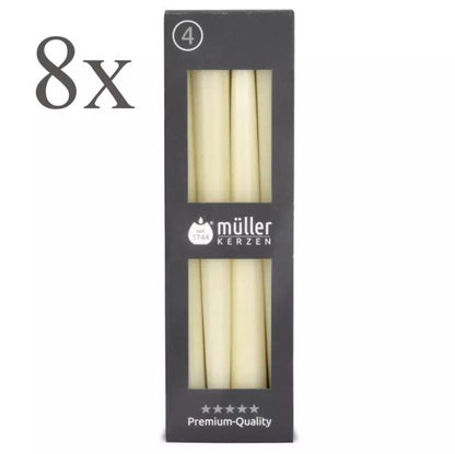 32 Stück Müller Spitzkerzen 245x22mm Tafelkerzen Leuchterkerzen (8 Pack x 4er)