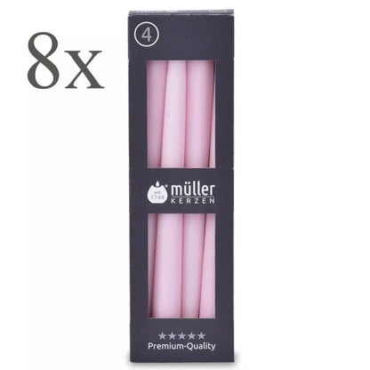 32 Stück Müller Spitzkerzen 245x22mm Tafelkerzen Leuchterkerzen (8 Pack x 4er)