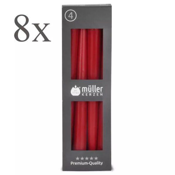 32 Stück Müller Spitzkerzen 245x22mm Tafelkerzen Leuchterkerzen (8 Pack x 4er)
