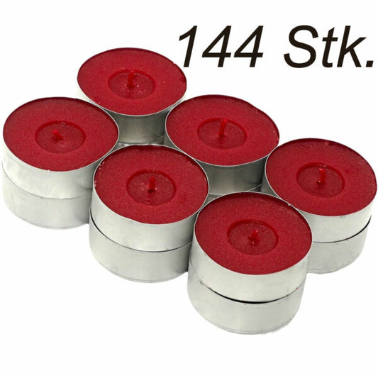 144 Stück Duft Maxi Teelichter 8 h Maxi-Lichte Alu Cup Cranberry rot (12x12er) - B-Ware
