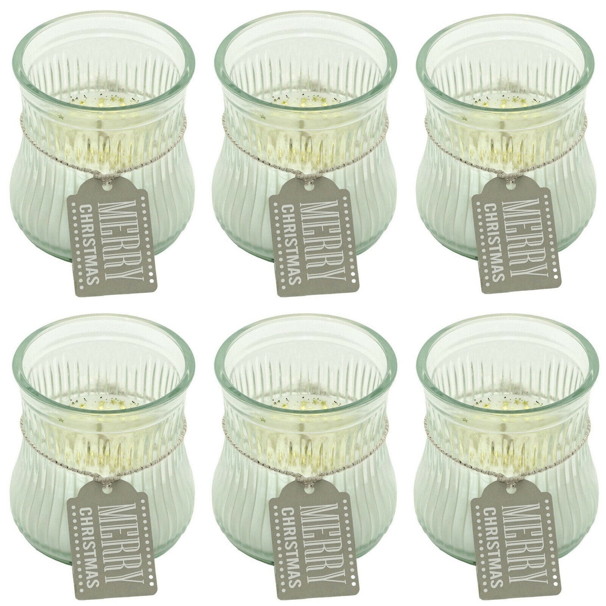 10 Stück Kerzen im Glas 80x80mm Kerzengläser ohne Duft Windlicht - Creme mit goldene Sterne