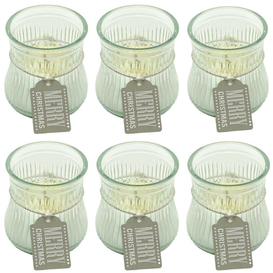 10 Stück Kerzen im Glas 80x80mm Kerzengläser ohne Duft Windlicht - Creme mit goldene Sterne