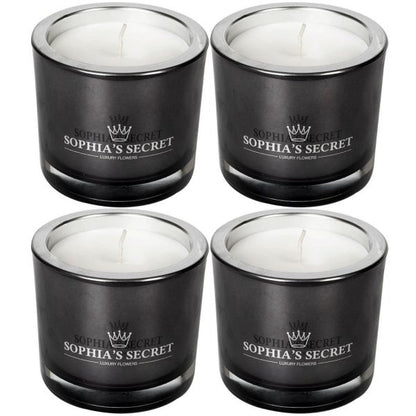 4 Stück Sophia's Secret Kerzen im Glas 90x80mm Luxury Kerzengläser je 660g ohne Duft