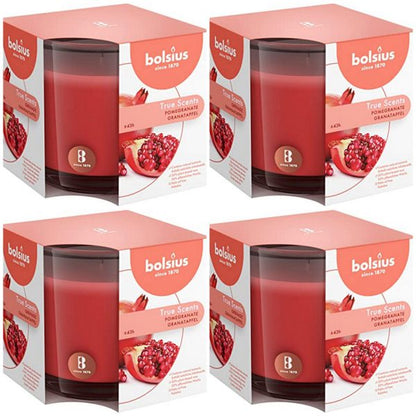 4er Set Bolsius True Scents Duftgläser 95x95mm Duftkerzen Kerzenglas Groß - Pomegranate