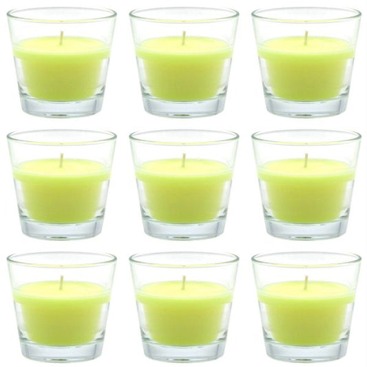 10 Stück Duftkerzen im Glas 90x82mm Duftgläser Kerzenglas Mandarine-Maracuja - gelb