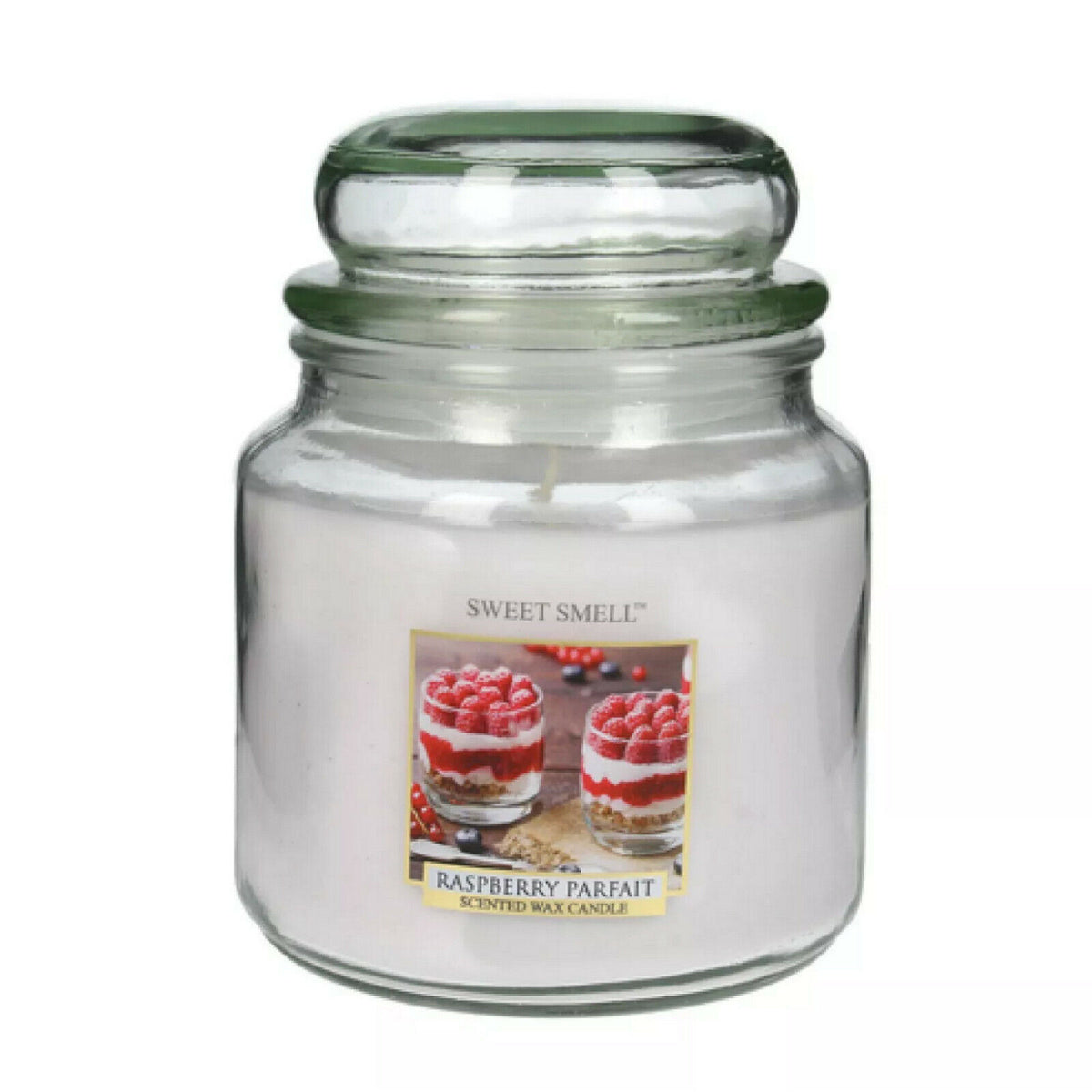 2er Set SWEET SMELL Medium Kerzenglas mit Deckel 135x100mm 420g Duftkerzen - Raspberry Parfait (3826)