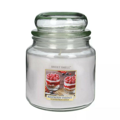 2er Set SWEET SMELL Medium Kerzenglas mit Deckel 135x100mm 420g Duftkerzen - Raspberry Parfait (3826)