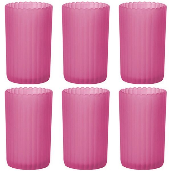 12 Stück Kerzenhalter 125x75mm Kerzenglas gefrostet Teelichthalter - Patio Pink (2x6er)