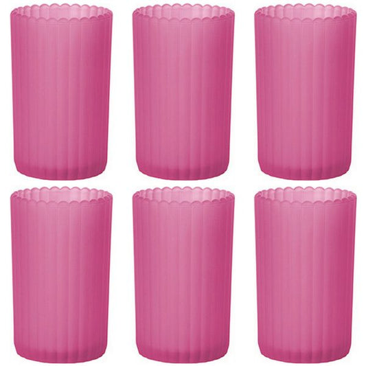12 Stück Kerzenhalter 125x75mm Kerzenglas gefrostet Teelichthalter - Patio Pink (2x6er)