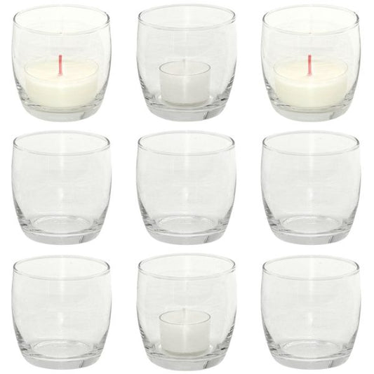 12 Stück Teelichtgläser Votivgläser 75x74mm Teelichthalter Glas Kerzenständer - klar