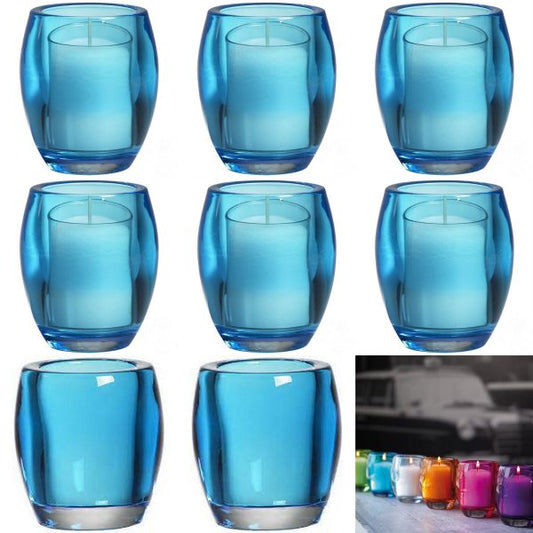 8 Stück Bolsius Relight Kerzenhalter 100x84mm Kerzengläser Teelichthalter Oval Groß - Aqua