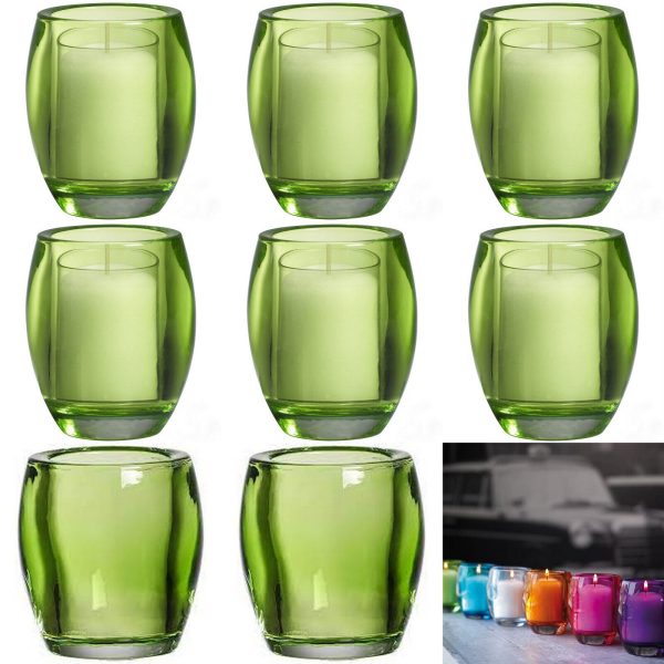 8 Stück Bolsius Relight Kerzenhalter 100x84mm Kerzengläser Teelichthalter Oval Groß - Lime