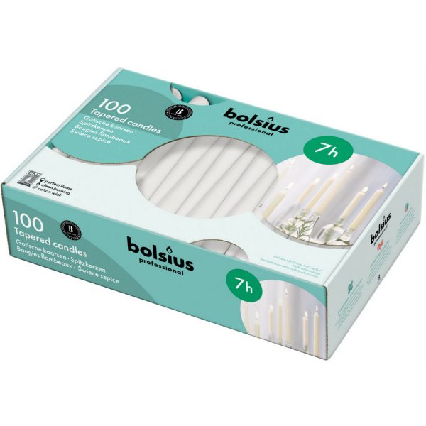 100 Stück Bolsius Professional Spitzkerzen 240x23mm Tafelkerzen Leuchterkerzen (100er Pack)