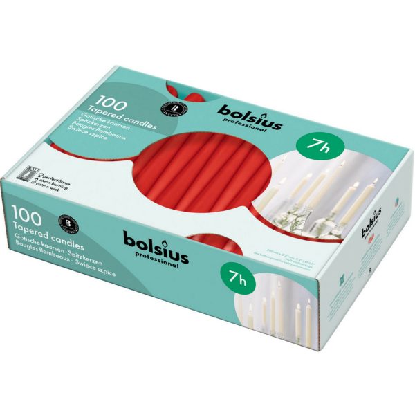 100 Stück Bolsius Professional Spitzkerzen 240x23mm Tafelkerzen Leuchterkerzen (100er Pack)