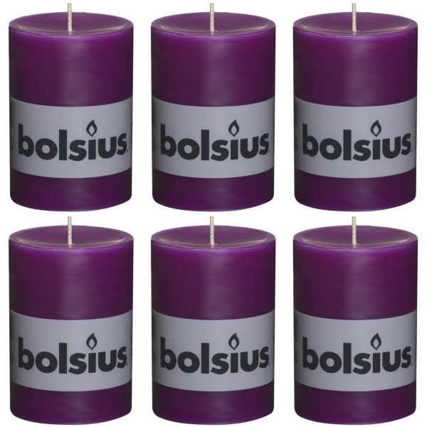 6 Stück Bolsius Elegance Stumpenkerzen 100x68mm Blockkerzen durchgefärbt handgemacht