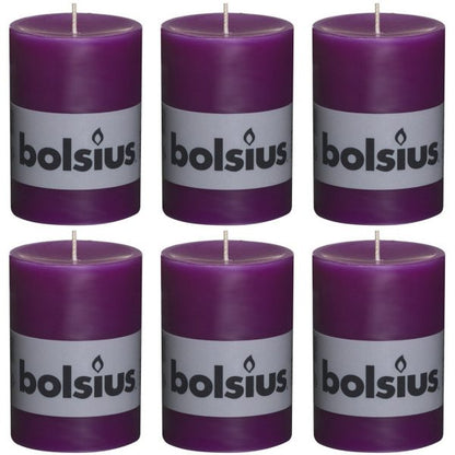 6 Stück Bolsius Elegance Stumpenkerzen 100x68mm Blockkerzen durchgefärbt handgemacht