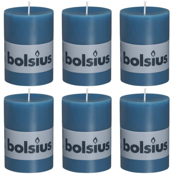 6 Stück Bolsius Elegance Stumpenkerzen 100x68mm Blockkerzen durchgefärbt handgemacht