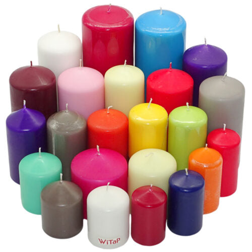 WiTaP™ - 6 kg Stumpenkerzen gemischt nach Farben - glatt