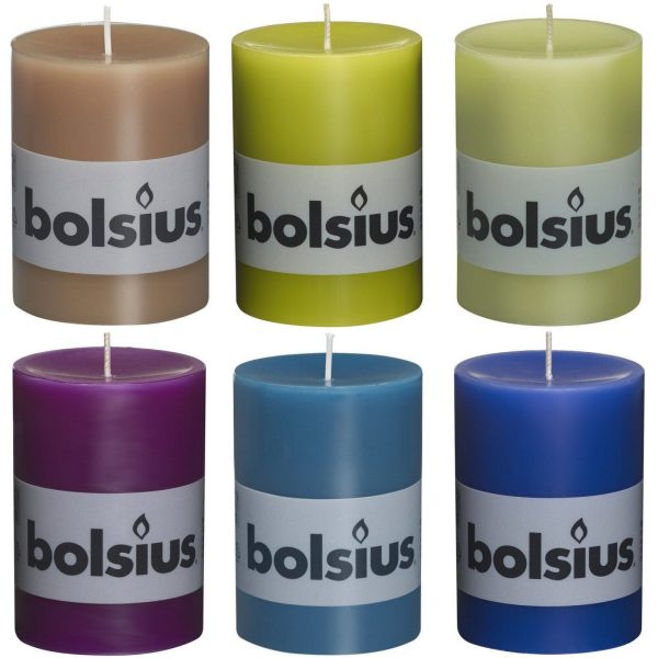 6 Stück Bolsius Elegance Stumpenkerzen 100x68mm Blockkerzen durchgefärbt handgemacht