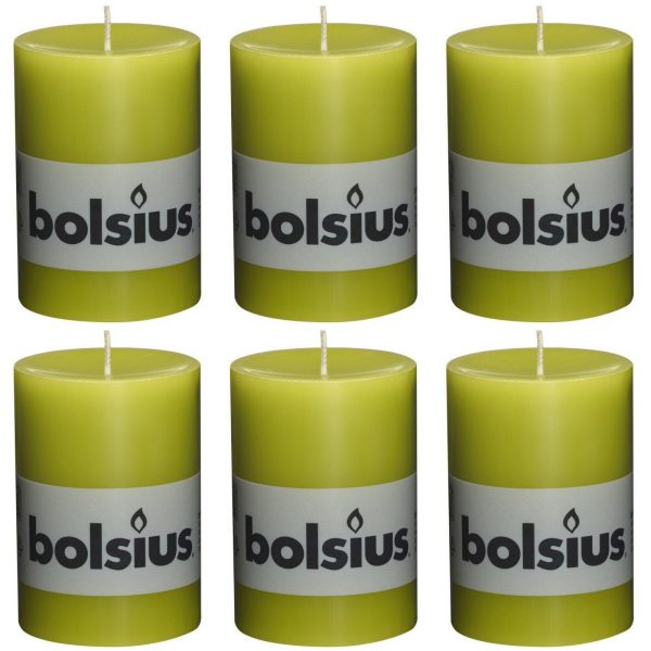 6 Stück Bolsius Elegance Stumpenkerzen 100x68mm Blockkerzen durchgefärbt handgemacht