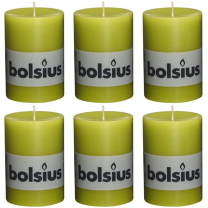 6 Stück Bolsius Elegance Stumpenkerzen 100x68mm Blockkerzen durchgefärbt handgemacht