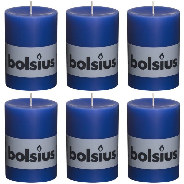 6 Stück Bolsius Elegance Stumpenkerzen 100x68mm Blockkerzen durchgefärbt handgemacht